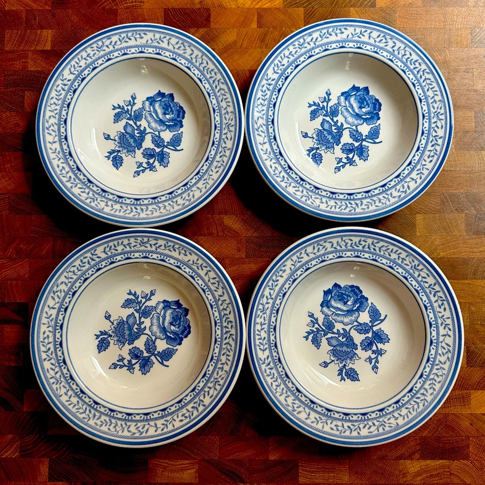 Johnson Bros. “Chelsea Rose” Rimmed Soup Bowl (4) piece lot.